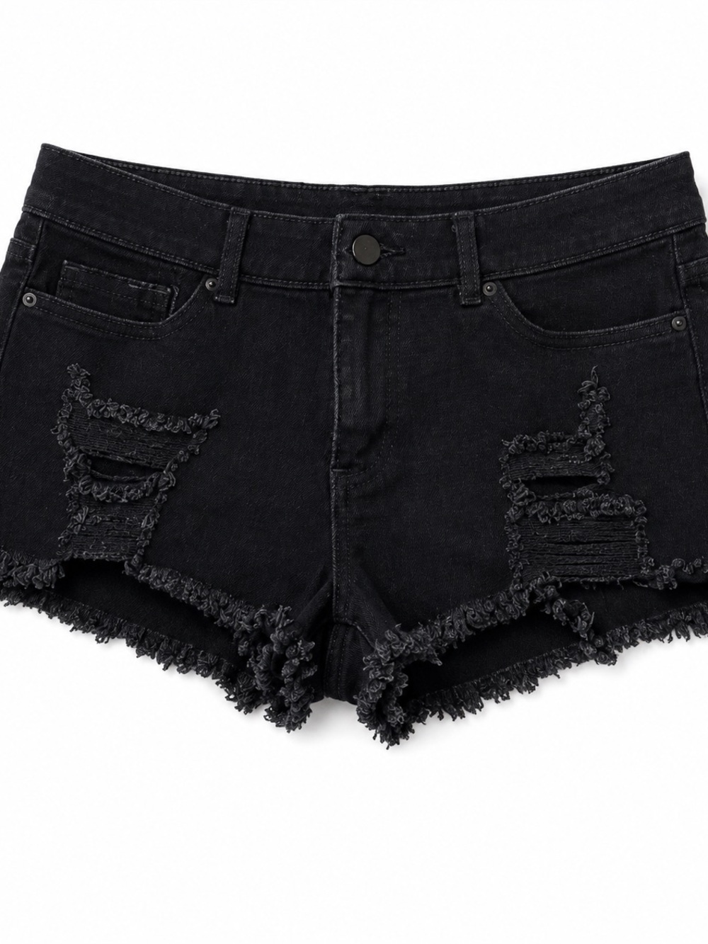No Boundaries Black Distressed Denim Shorts Size 11 Juniors Y2K